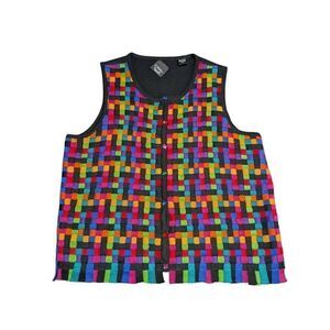 Christina Rotelli  Multi-Colors  Color Block  Woven Vest Women's Medium